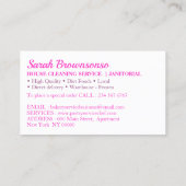 Cartoon Vrouw Chef Roze Bakkerij Cake Gebak Koken Visitekaartje (Achterkant)