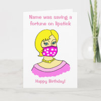 Cartoon Vrouw Facemask Lipstick Blonde Verjaardag