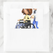 Cartoon Vrouw in Rolstoel met Dokter Rechthoekige Sticker (Tas)