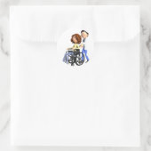 Cartoon Vrouw in Rolstoel met Dokter Ronde Sticker (Tas)