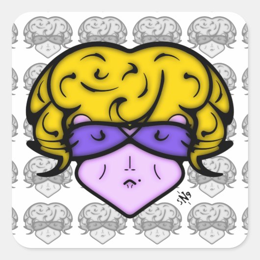 Cartoon vrouw met schoonheidsmerk en bril v1.1 vierkante sticker (Voorkant)