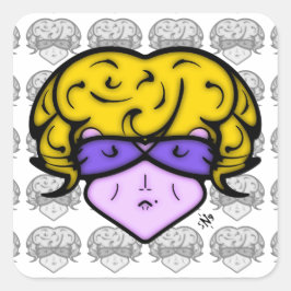 Cartoon vrouw met schoonheidsmerk en bril v1.1 vierkante sticker