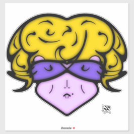 Cartoon vrouw met schoonheidsmerk en bril v1 sticker