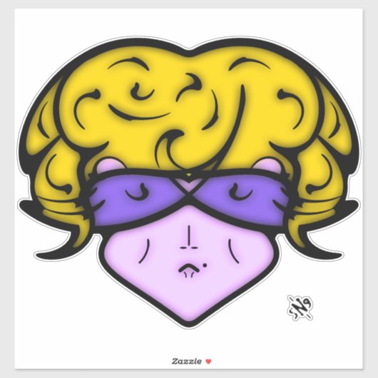 Cartoon vrouw met schoonheidsmerk en bril v1 sticker (Vel)