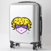 Cartoon vrouw met schoonheidsmerk en bril v1 sticker (Koffer)