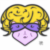 Cartoon vrouw met schoonheidsmerk en bril v1 sticker (Voorkant)