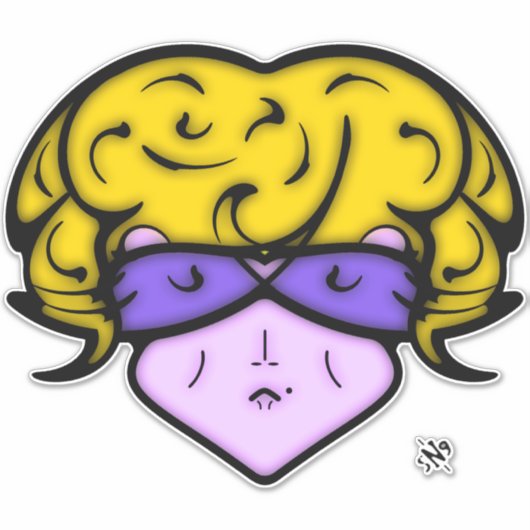 Cartoon vrouw met schoonheidsmerk en bril v1 sticker (Voorkant)