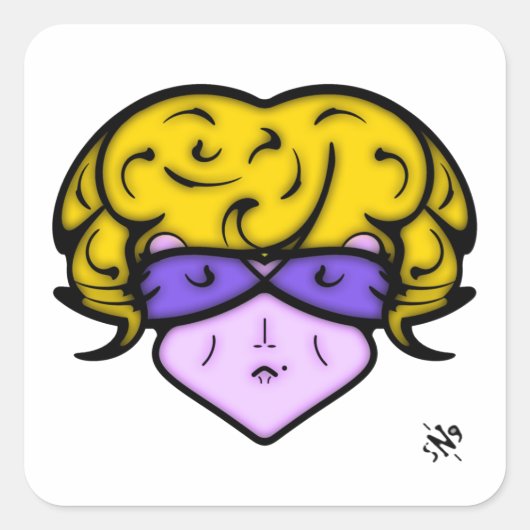Cartoon vrouw met schoonheidsmerk en bril v1 vierkante sticker (Voorkant)