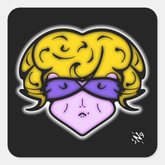 Cartoon vrouw met schoonheidsmerk en bril v2 vierkante sticker (Voorkant)