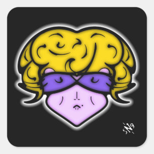 Cartoon vrouw met schoonheidsmerk en bril v2 vierkante sticker