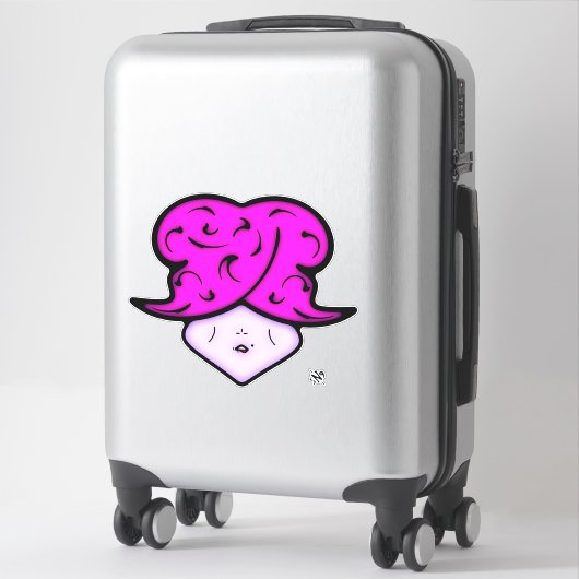 Cartoon vrouw met schoonheidsmerk en pet v1 sticker (Koffer)