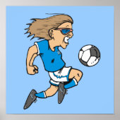 Cartoon Vrouw Soccer Star T-shirts en cadeautjes Poster (Voorkant)