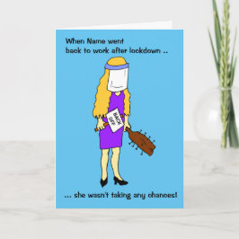 Cartoon Vrouw Terug naar werkvergrendeling Kaart