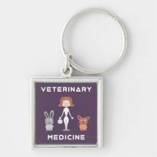 Cartoon Vrouw Veterinary Medicine Sleutelhanger