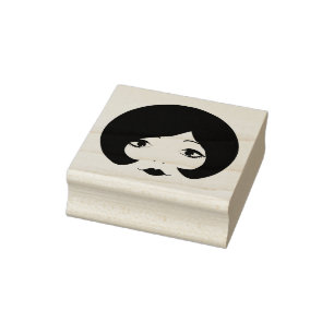 cartoon vrouwen uit de jaren '60 staan voor make-u rubberstempel