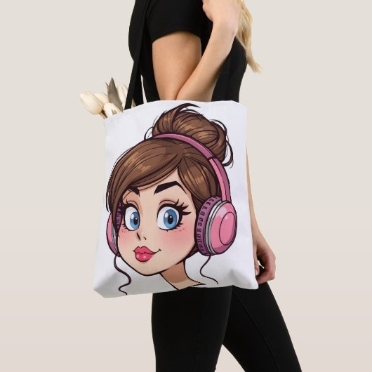 Cartoon Vrouwentas Tote Bag (Dichtbij)