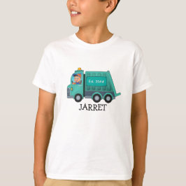 Cartoon Vuilnis/Recyclen Vrachtwagen met Kinder Na T-shirt