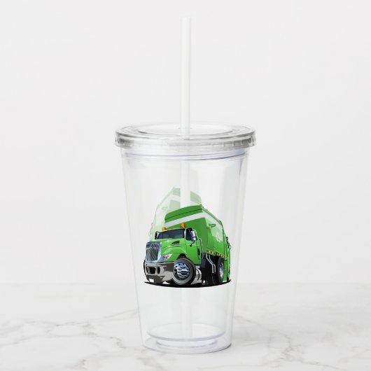 Cartoon vuilniswagen acryl drinkbeker (Voorkant)
