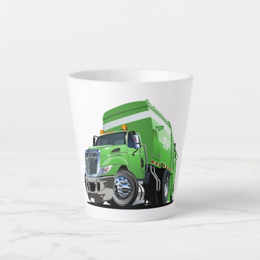 Cartoon vuilniswagen latte mok (Voorkant)