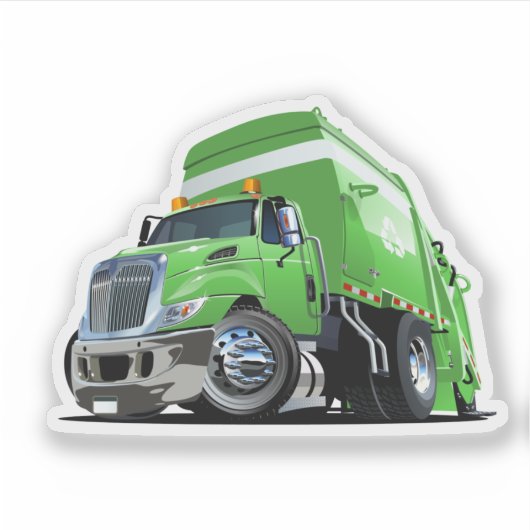 Cartoon vuilniswagen sticker (Voorkant)