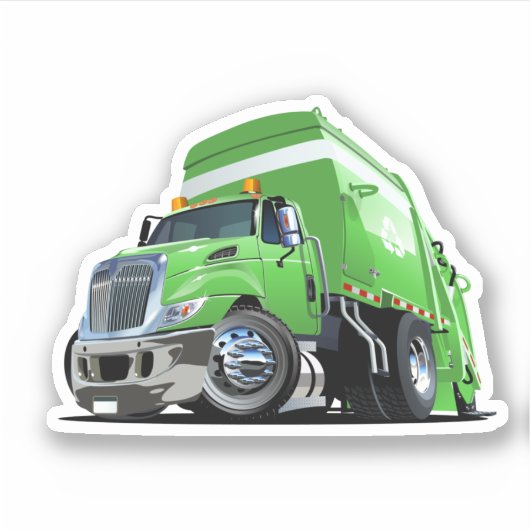 Cartoon vuilniswagen sticker (Voorkant)