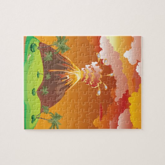 Cartoon vulcano Eruption 2 Legpuzzel (Horizontaal)