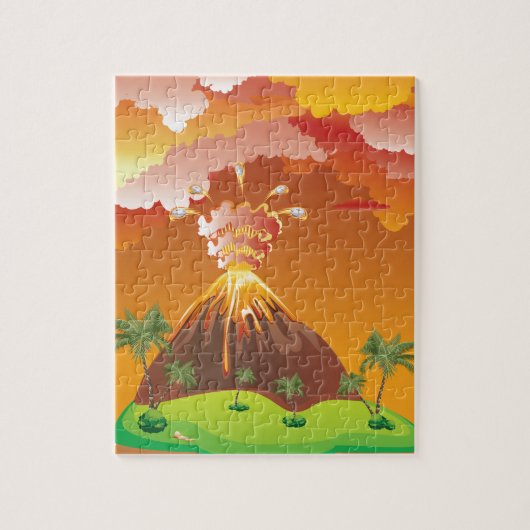 Cartoon vulcano Eruption 2 Legpuzzel (Verticaal)
