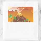 Cartoon vulkaanuitbarsting rechthoekige sticker (Tas)