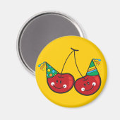 Cartoon vun en rode kaekkersen met partijPetten Magneet (Voorkant / Achterkant)