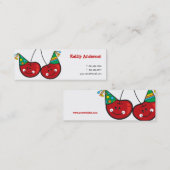 Cartoon vun en rode kaekkersen met partijPetten Mini Visitekaartje (Voorkant / Achterkant)