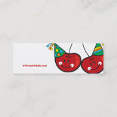 Cartoon vun en rode kaekkersen met partijPetten Mini Visitekaartje (Achterkant)