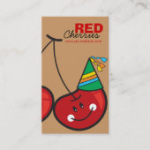 Cartoon vun en rode kaekkersen met partijPetten Visitekaartje (Voorkant)