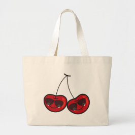 Cartoon vun en wolke kaaskersen met zonnebril grote tote bag