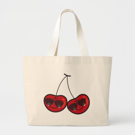Cartoon vun en wolke kaaskersen met zonnebril grote tote bag (Voorkant)