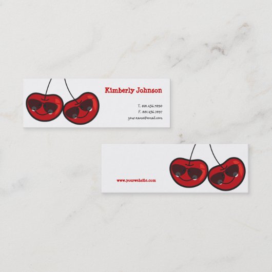 Cartoon vun en wolke kaaskersen met zonnebril mini visitekaartje (Voorkant / Achterkant)