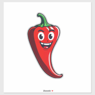 Cartoon Vuur Peper Mascotte Met Grinnend Gezicht Sticker