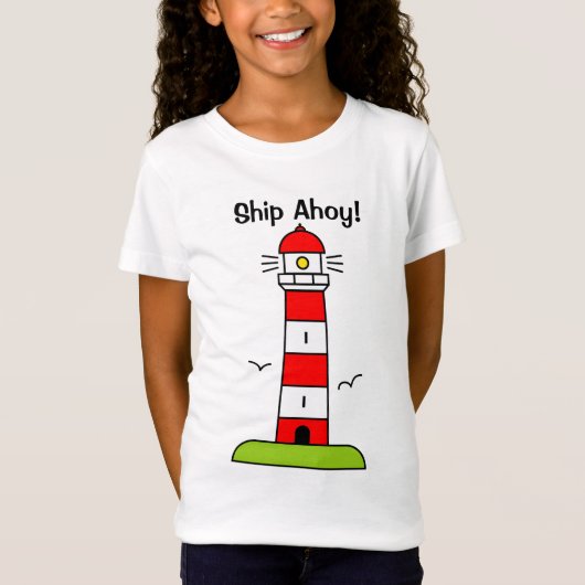 Cartoon vuurtoren op shirt voor kinderen | Schip A (Voorkant)