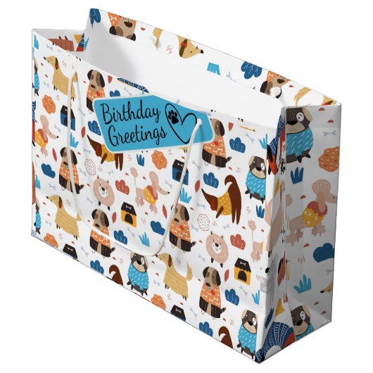 Cartoon waanzinnige hond naadloos grote cadeautas (Voorkant Gekanteld)