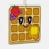 Cartoon Waffle met kerstmis Keramisch Ornament (Rechts)