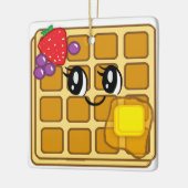Cartoon Waffle met kerstmis Keramisch Ornament (Links)
