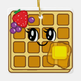 Cartoon Waffle met kerstmis Keramisch Ornament