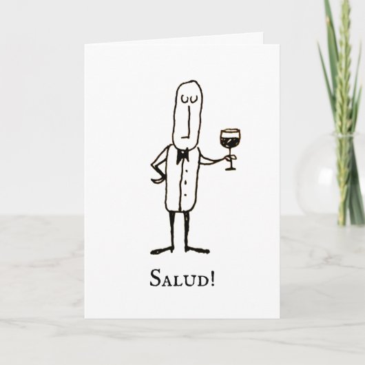 Cartoon Waiter Feliz Cumpleanos Birthday Card Kaart (Voorkant)