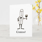 Cartoon Waiter Holding Wine Congratulations Card Kaart (Gele Bloem)