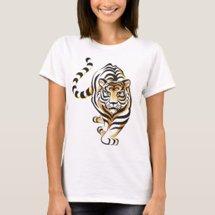 Cartoon Walking Tiger T-shirt voor vrouwen