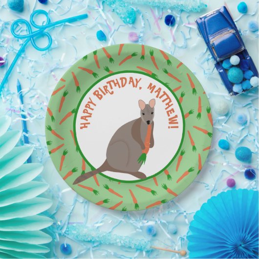 Cartoon Wallaby en wortelen Kinderen Birthday Part Papieren Bordje (Feest)