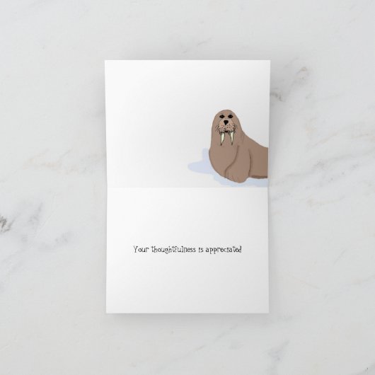 Cartoon Walrus Hartelijk dank Bedankkaart (Binnen)