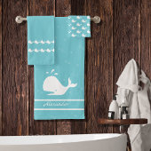 Cartoon walvis Mist Blue Bath Towel Set Bad Handdoek