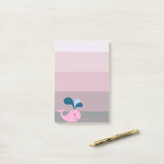 Cartoon-walvis op strepen - speciaal aangepast post-it® notes (Op bureau)