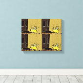 Cartoon wandkat canvas afdruk (Insitu (Houten vloer))