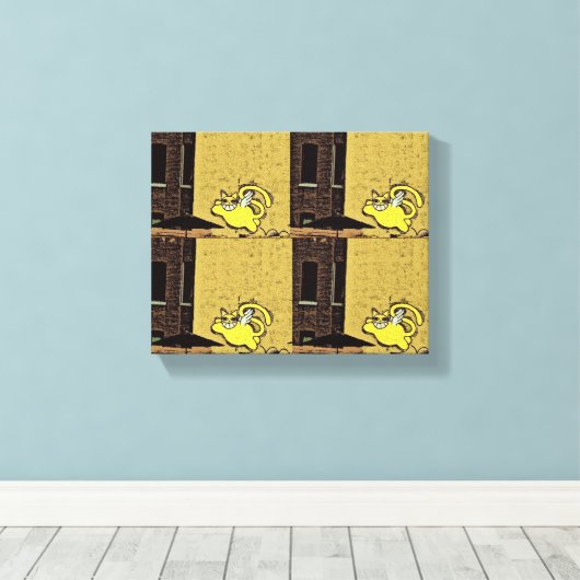 Cartoon wandkat canvas afdruk (Insitu (Houten vloer))